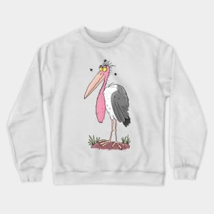 Funny marabou stork cartoon Crewneck Sweatshirt